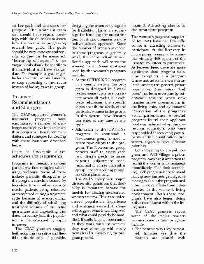 Stages in the Treatment: Accountability Continuum of Care